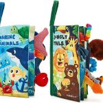 hahaland Baby Books 0-6 Months 2PCS Baby Toys 6 to 12 Infant Touch Feel First Cloth Crinkle Soft Books 0-3-6-12-18 Months Baby Boy Girl Shower Gifts Set for Newborn Baby Sensory Learning Stroller Toys